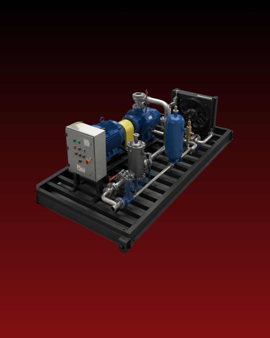 Image of Core-X Steel Modular skid unit with equipment loaded on it.